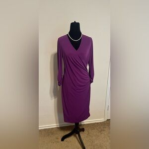Susan Graver Deep Purple Long Sleeve Dress